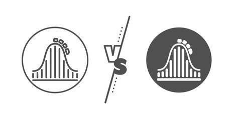 Amusement park sign. Versus concept. Roller coaster line icon. Carousels symbol. Line vs classic roller coaster icon. Vector
