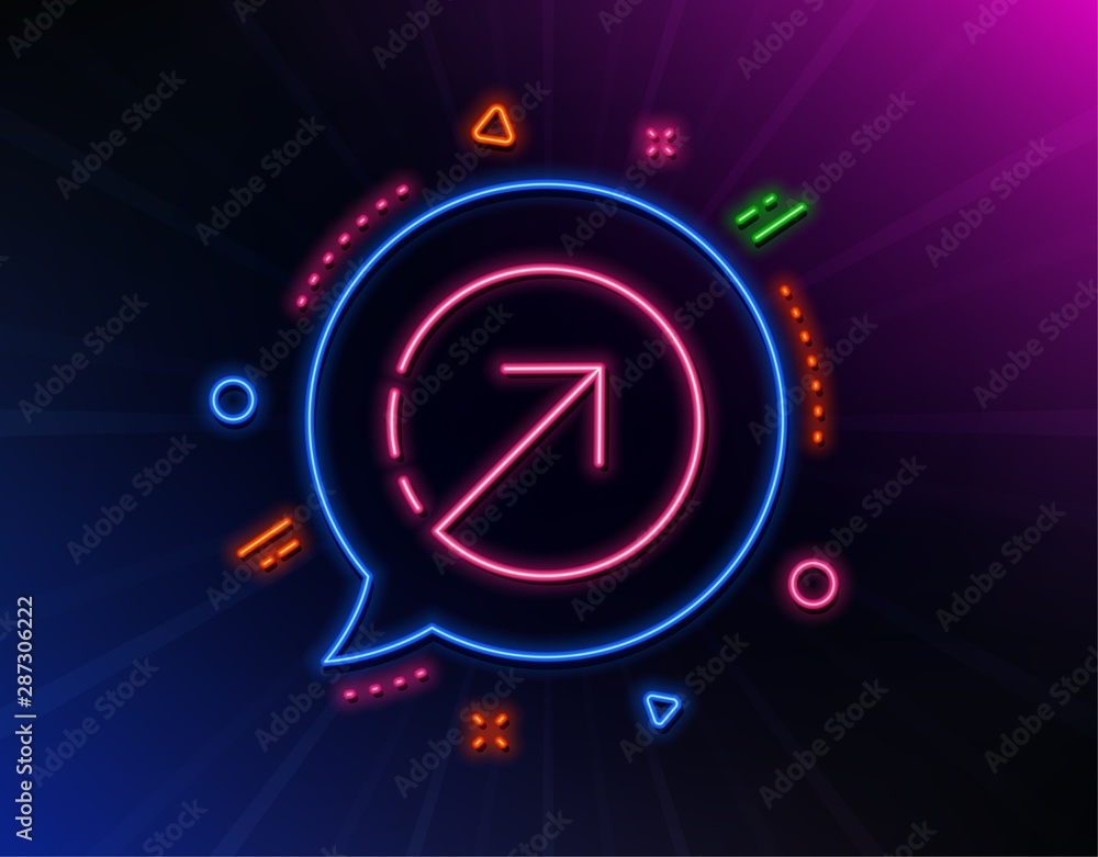 Poster direction arrow line icon. neon laser lights. arrowhead symbol. navigation pointer sign. glow laser 