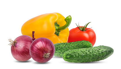 Fresh vegetables isolated on white background with clipping path