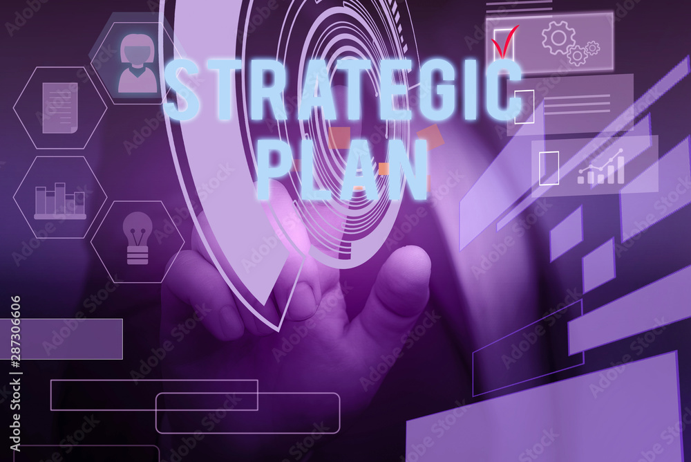 Poster text sign showing strategic plan. business photo text a systematic process of envisioning a desired 