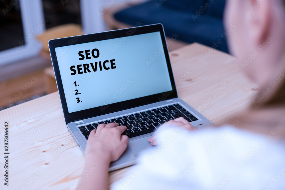 Poster conceptual hand writing showing seo service. concept meaning techniques and procedures to increase t