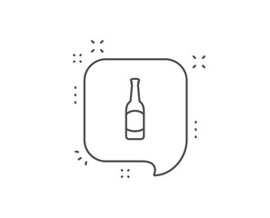 Beer bottle line icon. Chat bubble design. Pub Craft beer sign. Brewery beverage symbol. Outline concept. Thin line beer icon. Vector