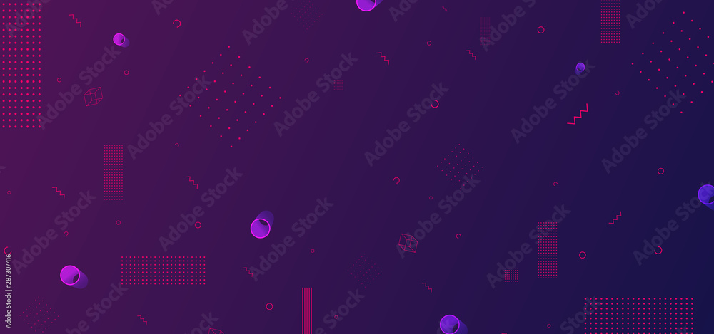 Poster neon glowing techno lines, hi-tech futuristic abstract background template with geometric shapes vec
