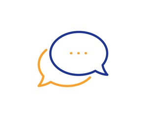 Chat comment sign. Dots message line icon. Speech bubble symbol. Colorful outline concept. Blue and orange thin line dots message icon. Vector