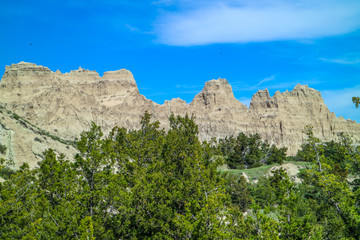 Rocky landscape of the beautiful Badlands National Park, South Dakota