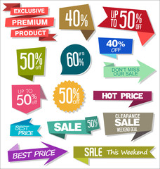 Sale colorful badges and stickers design illustration