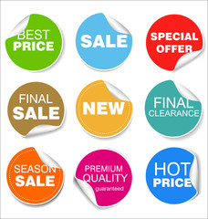 Sale colorful badges and stickers design illustration