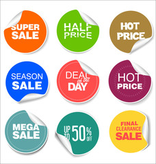 Sale colorful badges and stickers design illustration