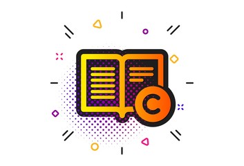 Obraz premium Copywriting or Book sign. Halftone circles pattern. Copyright icon. Feedback symbol. Classic flat copyright icon. Vector