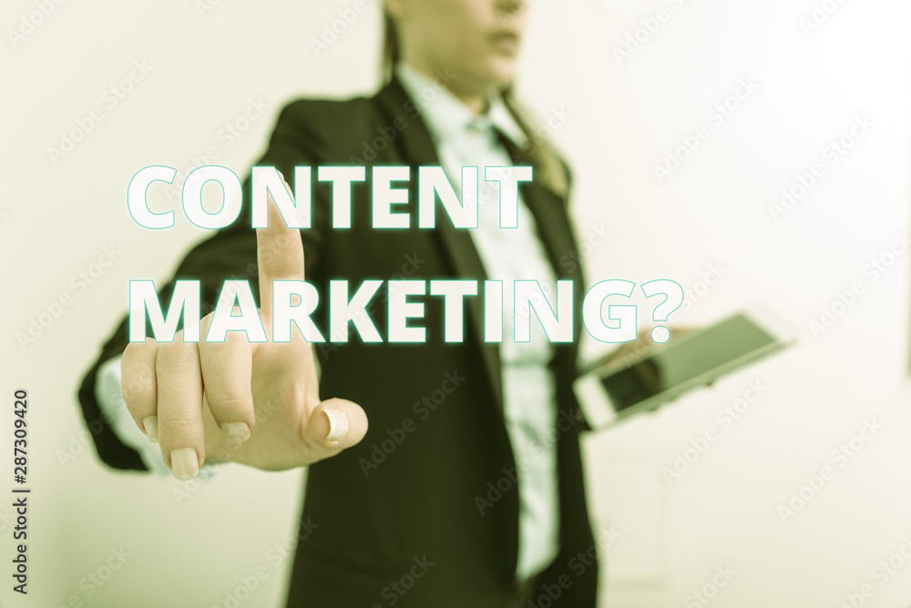Poster conceptual hand writing showing content marketing question. concept meaning involves creation and sh