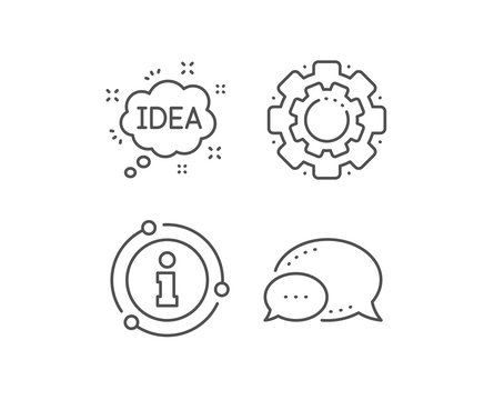 Idea speech bubble line icon. Chat bubble, info sign elements. Graphic art sign. Inspiration symbol. Linear idea outline icon. Information bubble. Vector