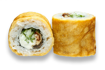 omelet roll isolated on white background