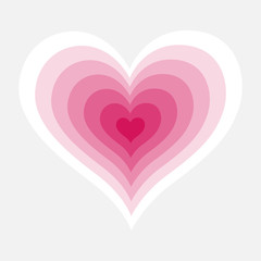 Lovely pink hearts blend effect white background vector illustration