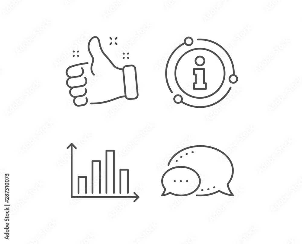 Poster diagram graph line icon. chat bubble, info sign elements. column chart sign. market analytics symbol
