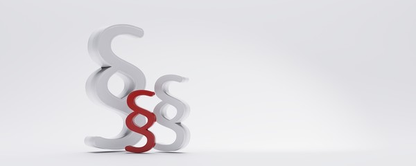 paragraph symbol with one red symbol 3d-illustration