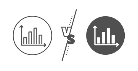 Column chart sign. Versus concept. Diagram graph line icon. Market analytics symbol. Line vs classic diagram graph icon. Vector