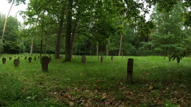 WWI German Soldiers And Victims Cemetery In The Forest.