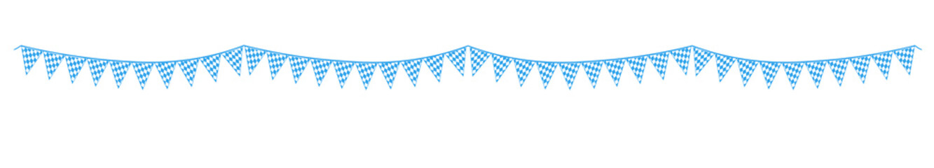 extra lange Wimpelkette mit diagonale Rautenmuster in Blau Weiß  - obrazy, fototapety, plakaty