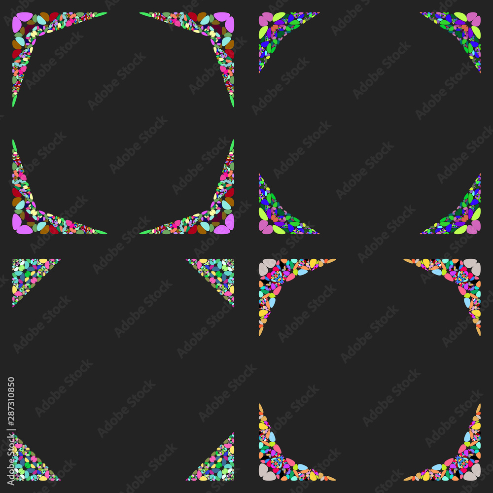 Poster curved stone mosaic page border design set - vector design elements