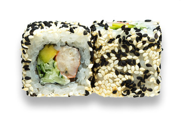 roll with shrimp and a caviar