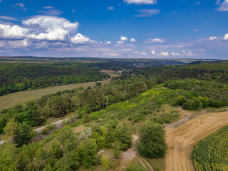 Fototapeta na wymiar Aerial view of farm lands in Moldova republic of