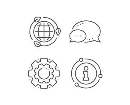 Eco energy line icon. Chat bubble, info sign elements. Green world sign. Ecology power symbol. Linear eco energy outline icon. Information bubble. Vector