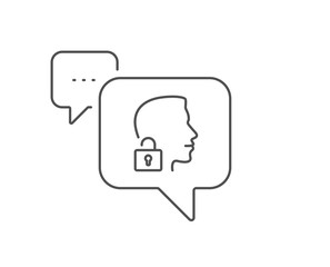 Face accepted line icon. Chat bubble design. Access granted sign. Unlock system symbol. Outline concept. Thin line unlock system icon. Vector