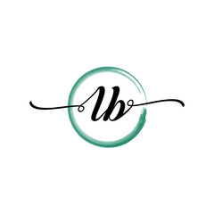 Obraz premium LB initial handwriting logo template. round logo in watercolor color with handwritten letters in the middle. Handwritten logos are used for, weddings, fashion, jewelry, boutiques and business