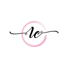 LC initial handwriting logo template. round logo in watercolor color with handwritten letters in the middle. Handwritten logos are used for, weddings, fashion, jewelry, boutiques and business