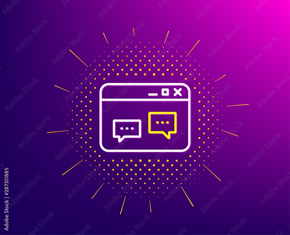 Poster browser window line icon. halftone pattern. chat speech bubbles sign. internet page symbol. gradient