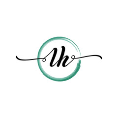 LH initial handwriting logo template. round logo in watercolor color with handwritten letters in the middle. Handwritten logos are used for, weddings, fashion, jewelry, boutiques and business