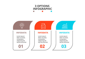 Thin lines abstract elements with color stripes. 3 infographic elements. Business template for presentation.