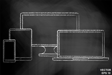 Electronics. Chalk board. digital set. TV, monitor. Smart tv. 4K, 3d. Modern technologies. Mocap screens. For your design.