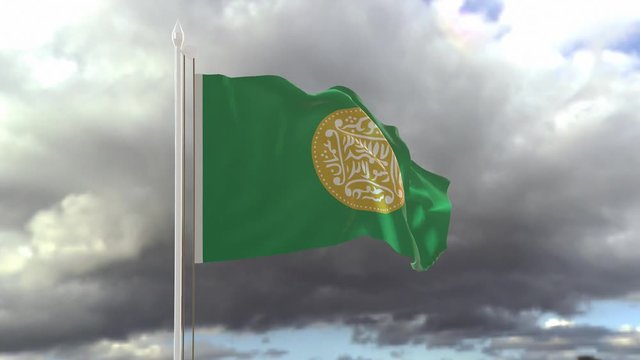 Flag of the Rohingya waving against blue sky in slow motion