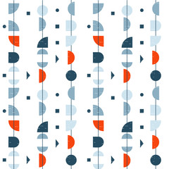 Abstract geometrisch vector naadloos patroon geïnspireerd door moderne stoffen uit het midden van de eeuw. Eenvoudige vormen en lijnen in retro pastelkleuren. Knipmasker wordt gebruikt voor eenvoudige bewerking. EPS-10 vector.