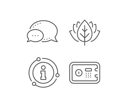 Safe box line icon. Chat bubble, info sign elements. Secure deposit sign. Hotel service symbol. Linear safe box outline icon. Information bubble. Vector