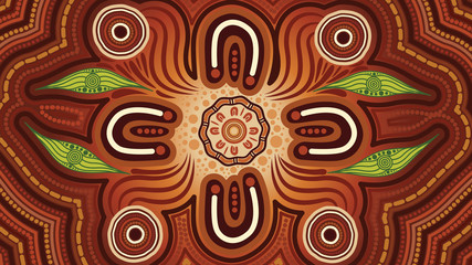 Illustration based on aboriginal style of background.