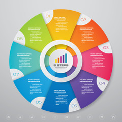 8 steps cycle chart infographics elements for data presentation. EPS 10.	