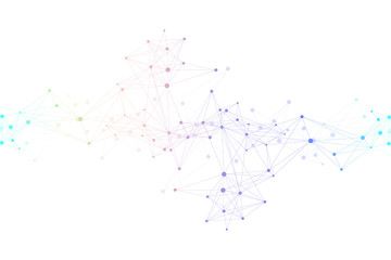 Big Genomic Data Visualization. DNA helix, DNA strand, DNA Test. Molecule or atom, neurons. Abstract structure for Science or medical background, banner. Wave flow