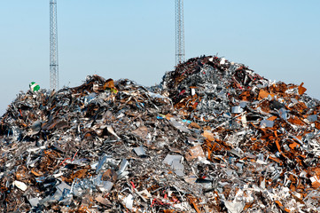 Scrap metal on recycling plant site