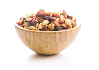 Fototapeta na wymiar Mix of various nuts and raisins.