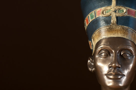 cleopatra in close up, black background