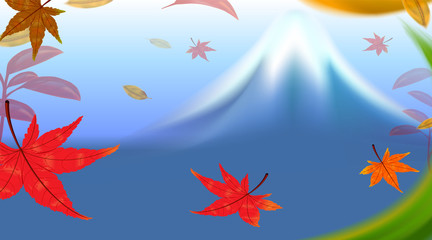 Panorama of autumn season red maple leaves with Fuji mountain in Japan world famous landmarks, Travel concept