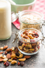 Mix of various nuts and raisins