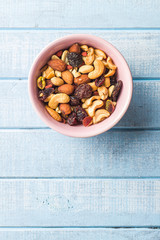 Mix of various nuts and raisins