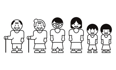 三世代家族のイラスト