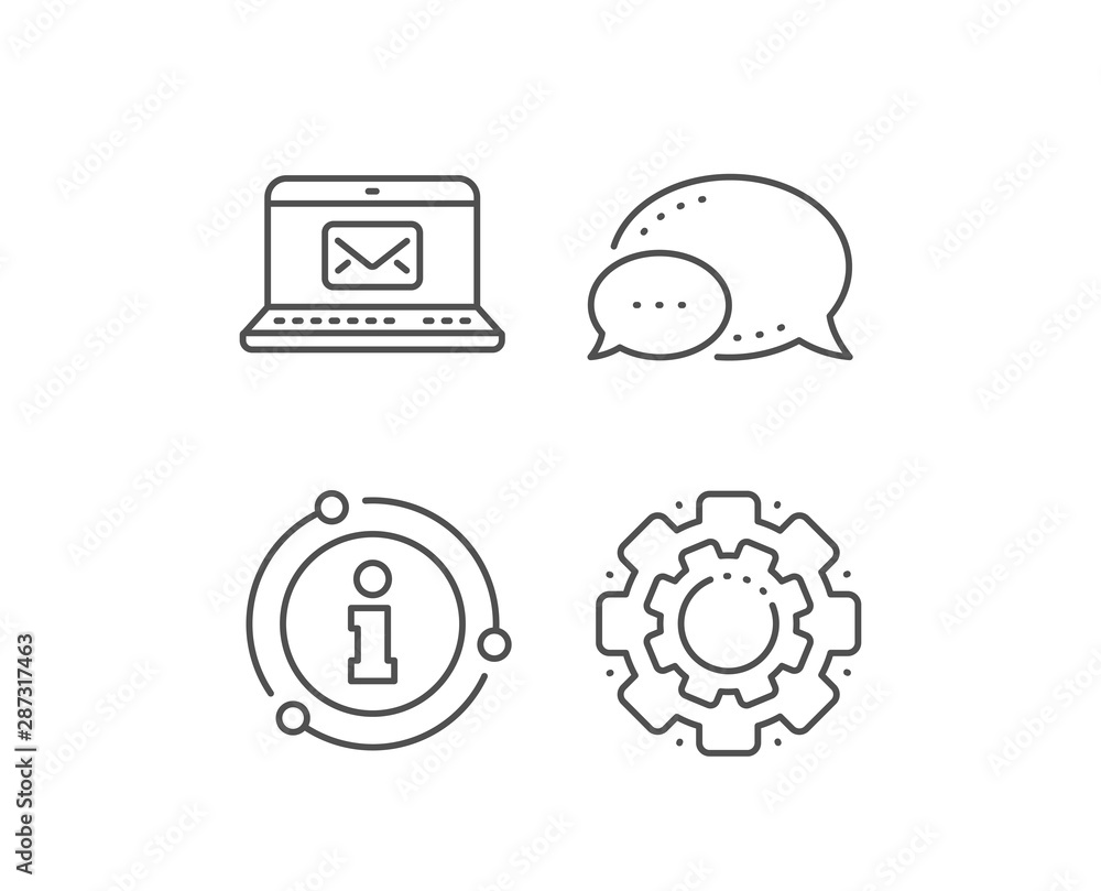 Poster e-mail line icon. chat bubble, info sign elements. message correspondence sign. communication symbol