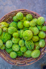 fresh watermelons in a basket
