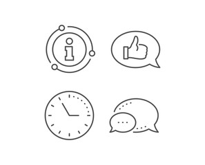 Positive feedback line icon. Chat bubble, info sign elements. Communication symbol. Speech bubble sign. Linear feedback outline icon. Information bubble. Vector