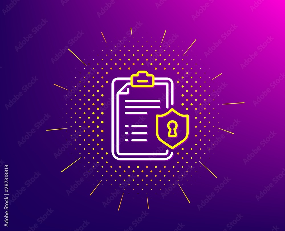Aufkleber checklist line icon. halftone pattern. privacy policy document sign. gradient background. privacy po